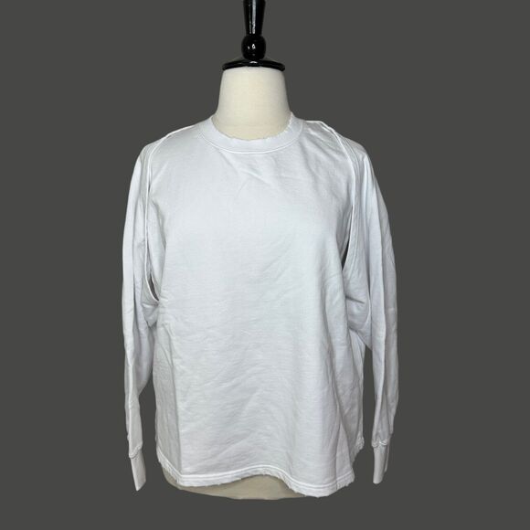 Sandrine Rose Convertible L/S S/S Distressed Sweatshirt White Women Medium NWT - Picture 3 of 14